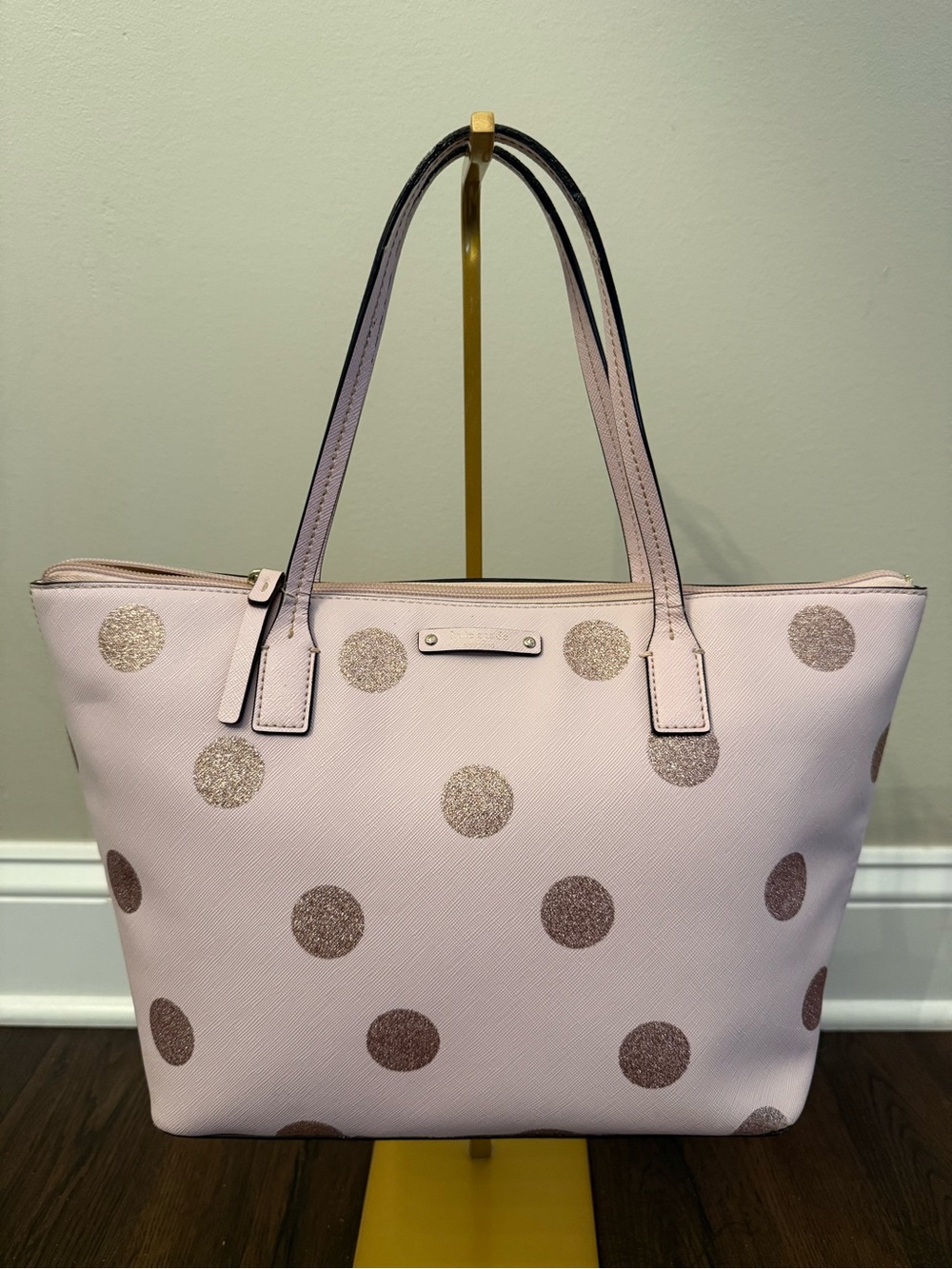 Kate Spade Haven Lane Hani “Plum Dawn” Glitter Polka Dot Tote ✨ - Picture 1 of 11